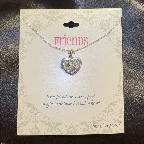 FRIENDS Jewelry - Silver plated friendship heart necklace “friends forever” engraved on the heart